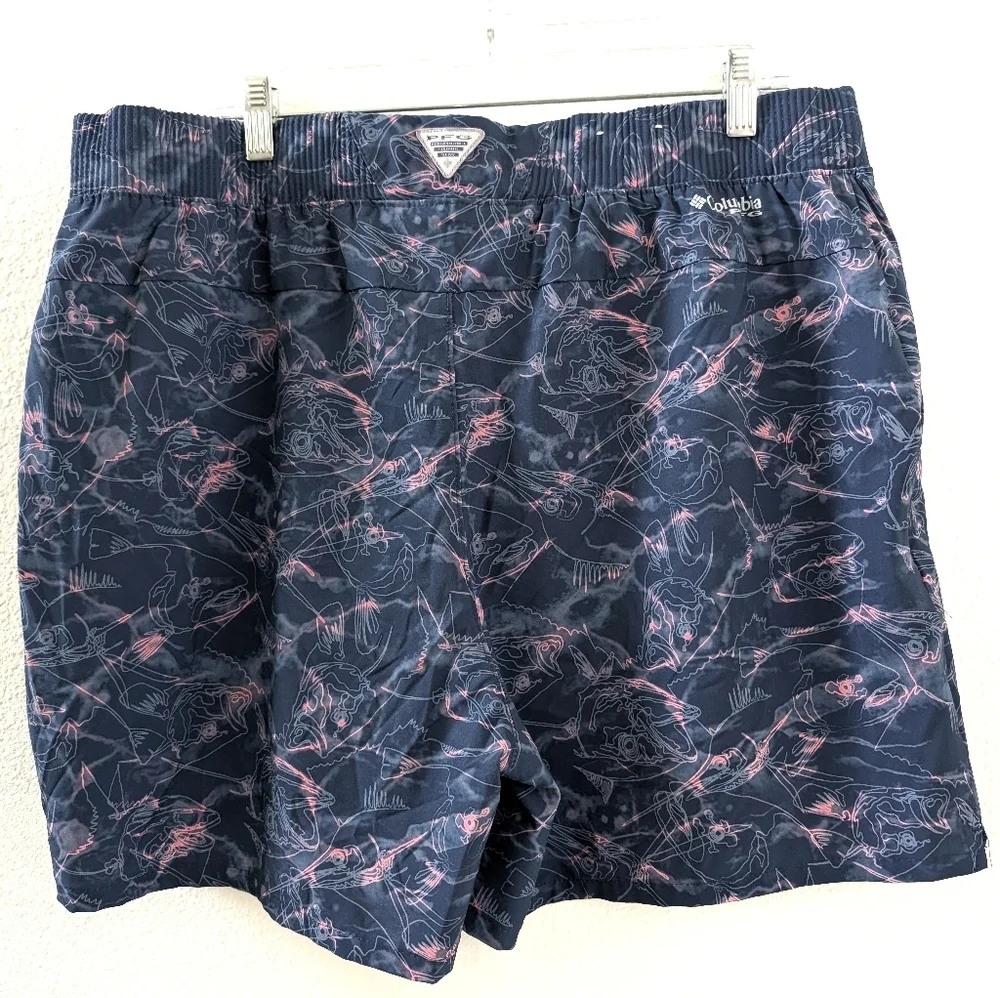 Columbia PFG Back cast XL Shorts Blue Pink Fishing - Picture 7 of 7